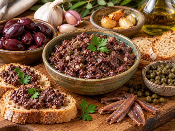 Oliventapenade med Kalamataoliven, kapers og ansjoser